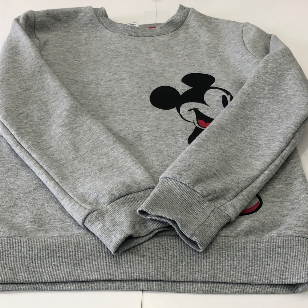 Disney Mickey Mouse Crewneck Sweatshirt Kids Large (10–12) Heather Grey - Picture 5 of 9
